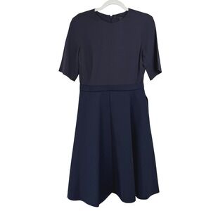 COS Navy Fit & Flare Midi Dress PLEATED‎ WOMEN 8 Career Party MINIMALIST